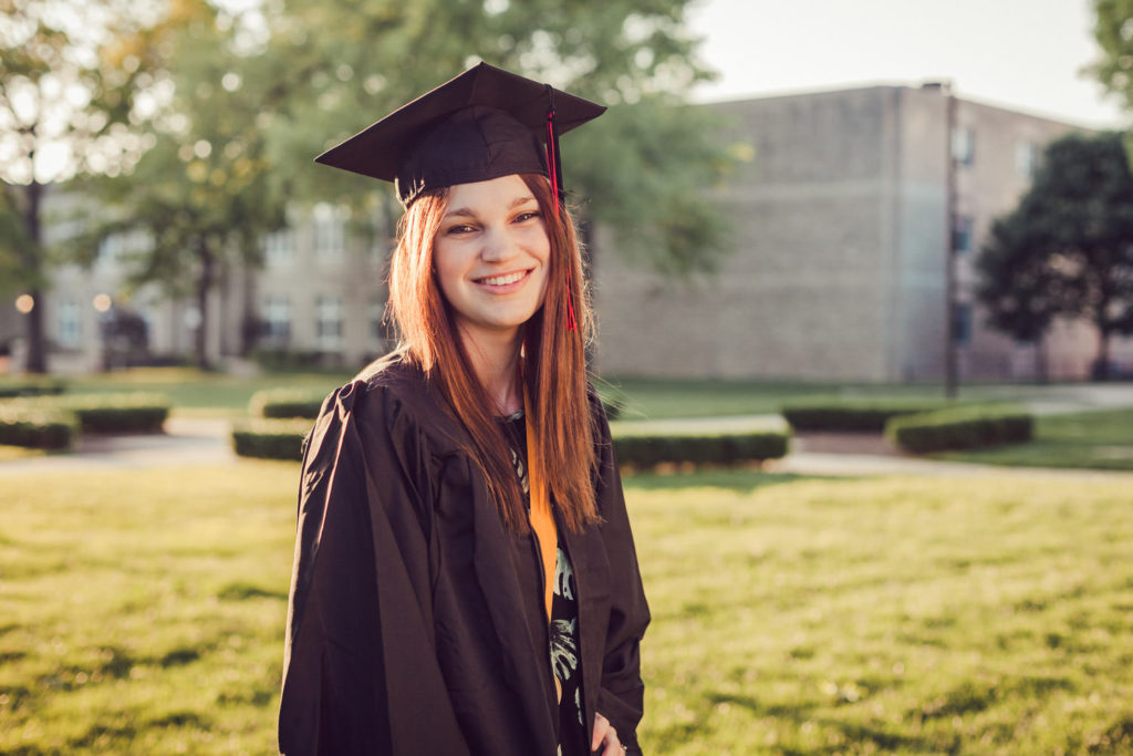 college graduations senior photo on campus