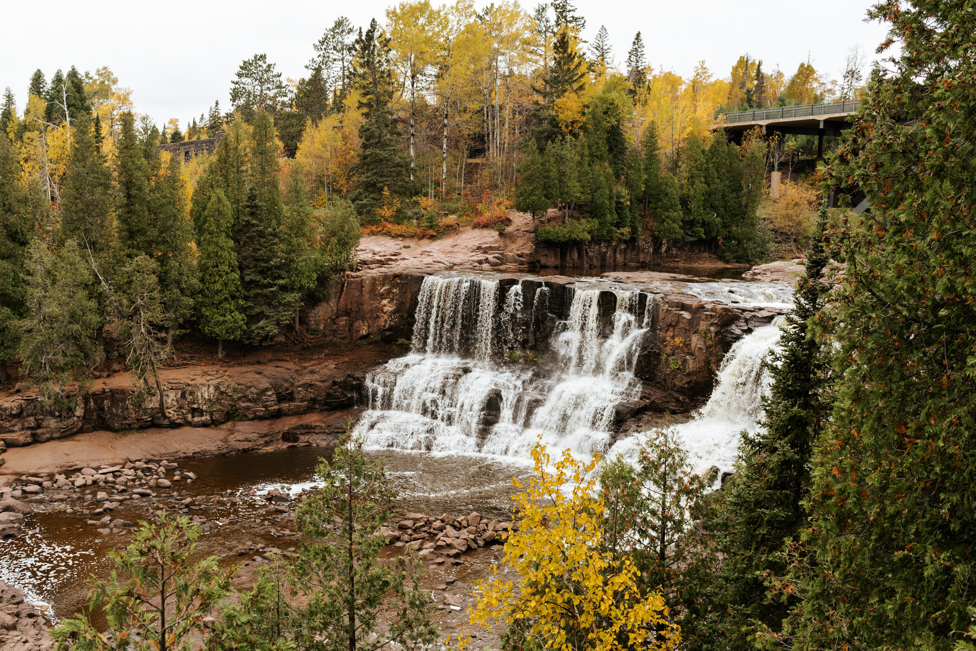 landscape photo of Goosebury Falls in Minnesota during fall